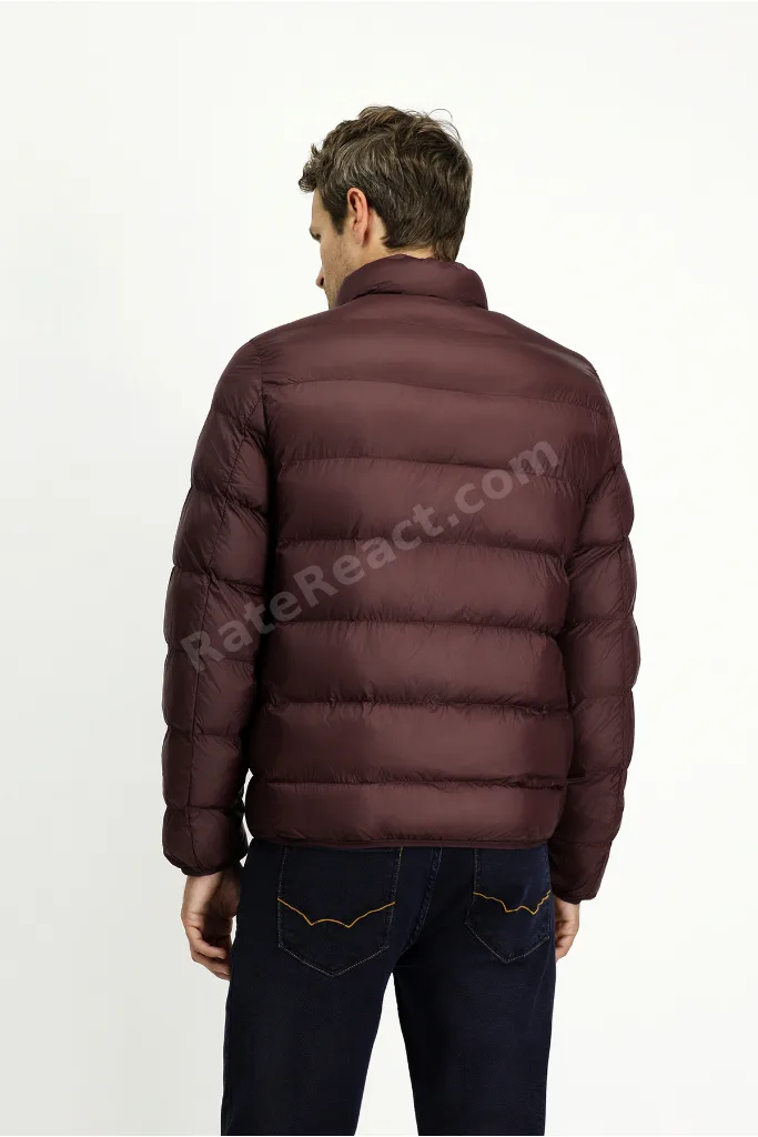 Çantalı Dik Yaka Fermuarlı Cepli Rüzgar Geçirmez Spor Şişme Mont