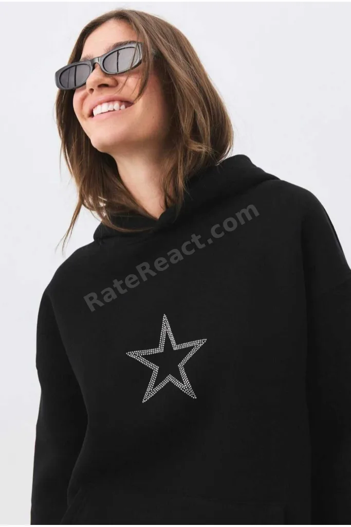 Unisex Star Stroke Taş Baskılı Sweatshirt Siyah hoodie oversize battal Geniş Kesim Kapüşonlu