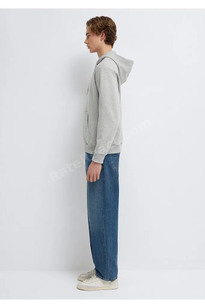 MVJNS Logo Baskılı Fermuarlı Kapüşonlu Gri Sweatshirt 0S10193-80196