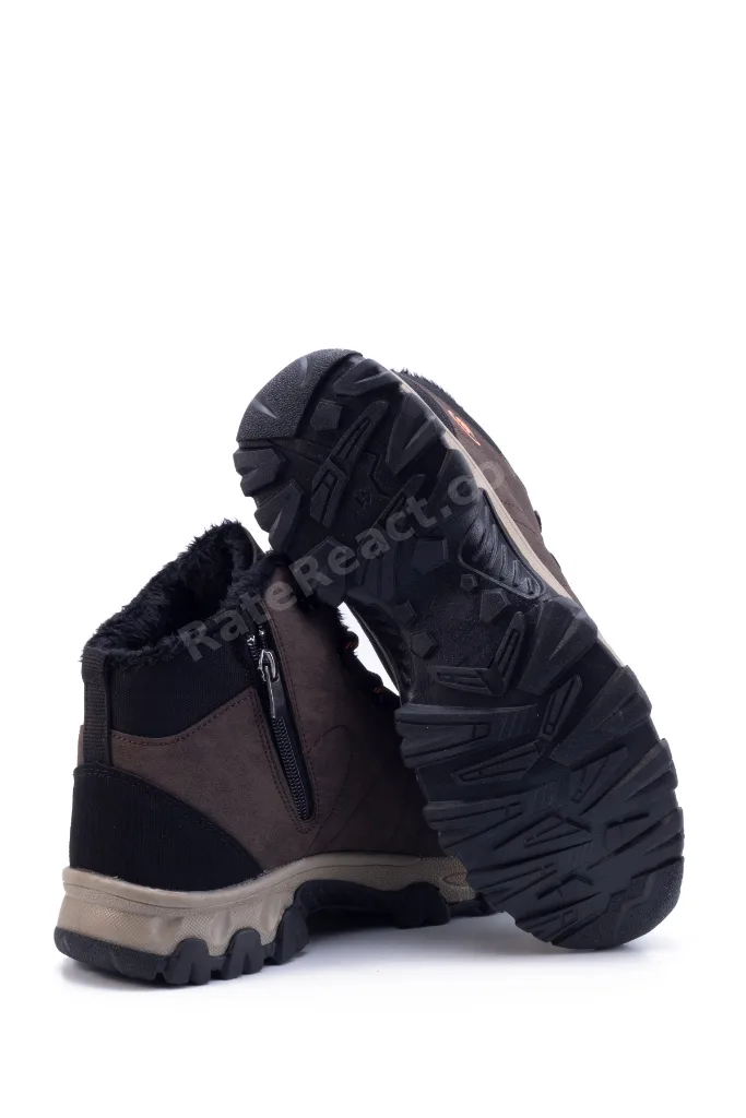 Kahverengi Unisex Outdoor Bot Ayakkabı Kışlık Dayanıklı Kaymaz Taban Bağcıklı 4054u