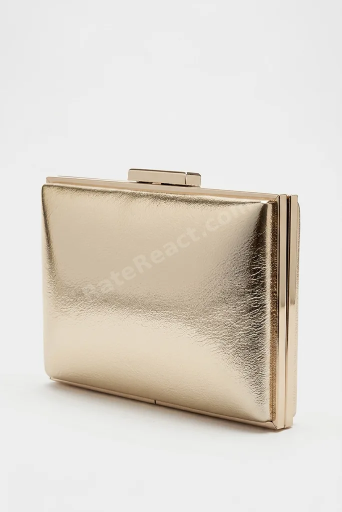 Kadın Abiye Gece Çantası Zincirli Portföy Clutch Düğün Nişan Çantası Doris Altın