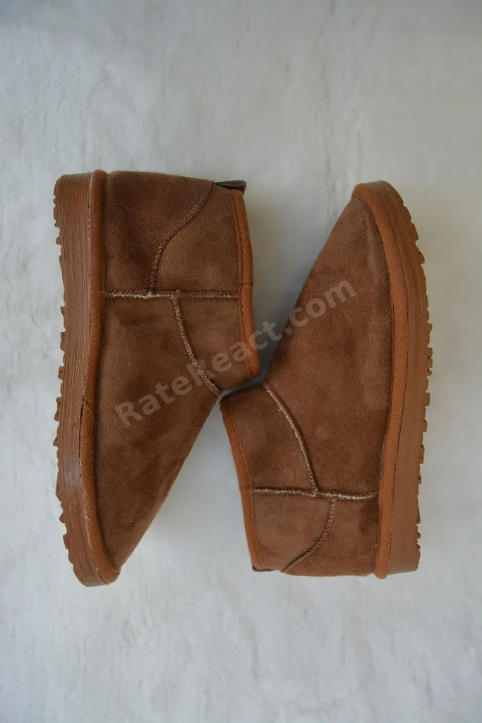 Kadın/kız Gri Ultra Mini Süet Bot Içi Kürklü Kışlık Bot&bootie