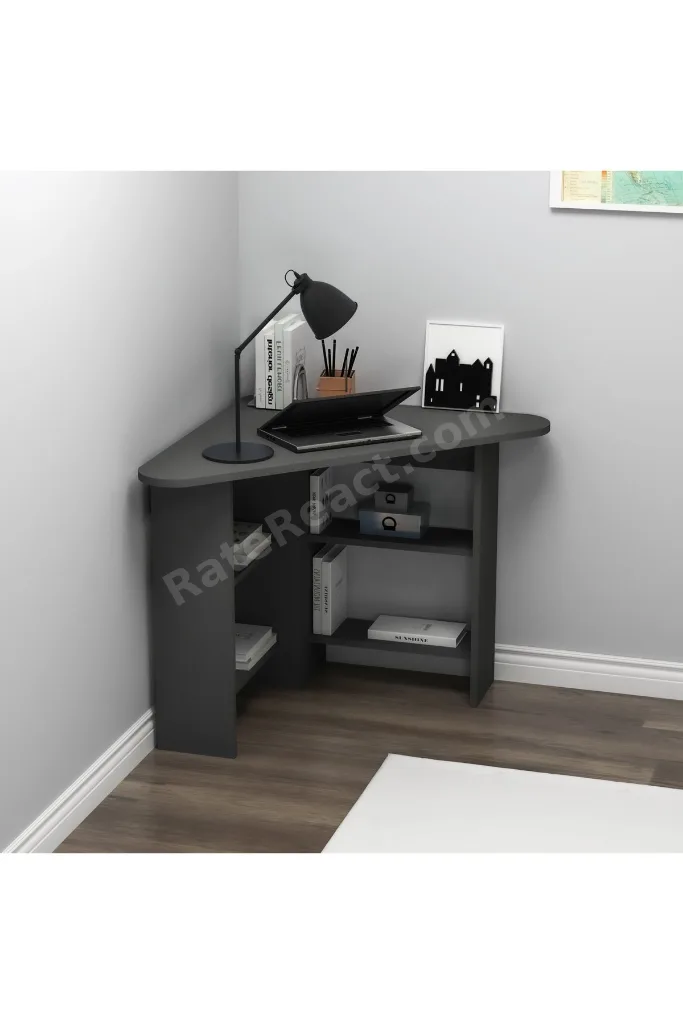 Corner Köşe Çalışma Masası Bilgisayar Masası Yer Kaplamaz Ofis Masası, Antrasit - Corner