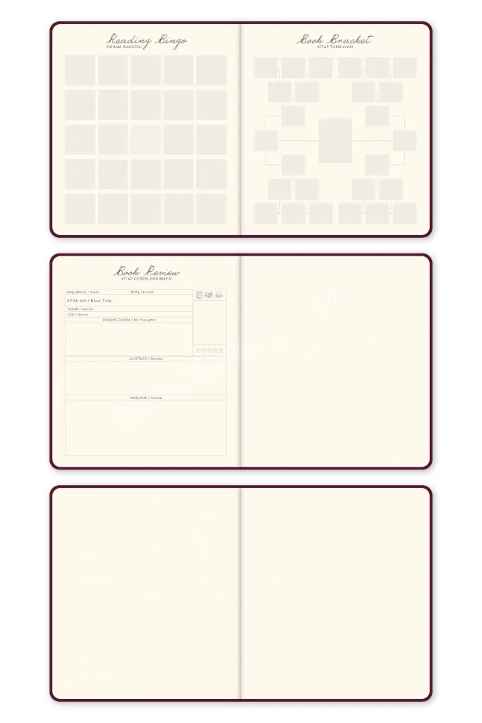 Charm Takılabilen Reading Journal - Okuma Günlüğü 18x20 cm Bordo