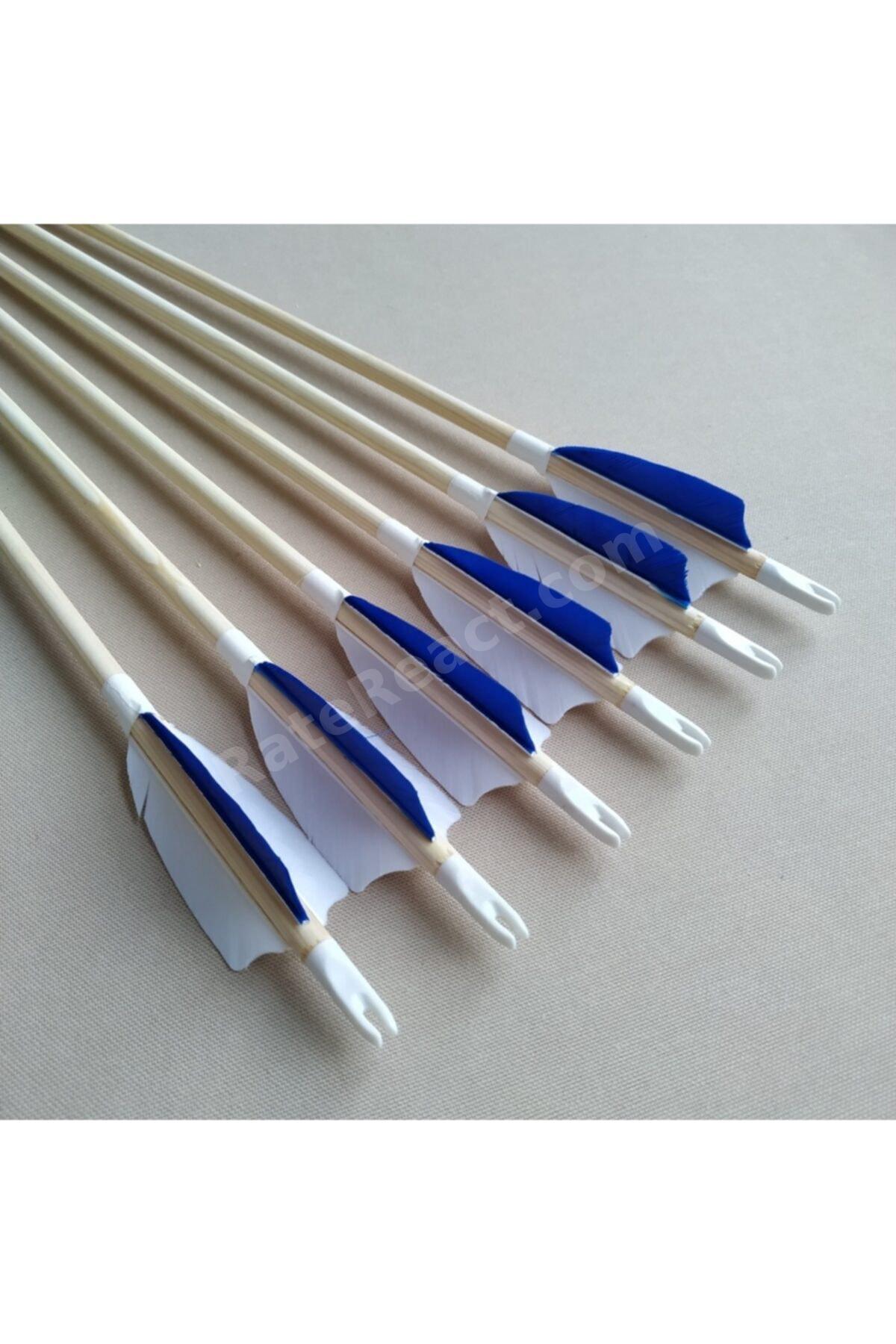 Geleneksel Okçuluk - Ahşap Ok 6 Adet (3" Tüylü-76 Cm)