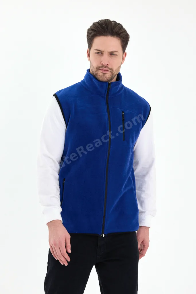 Erkek Tam Fermuarlı Spor Polar Yelek