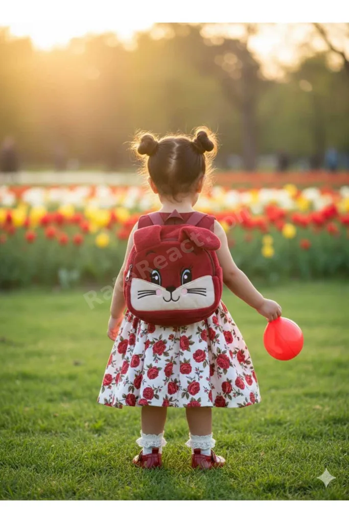 Peluş Sırt Çantası Kız Çocuk 2 Bölmeli Astarlı Figürlü En 22 Boy 25 Cm