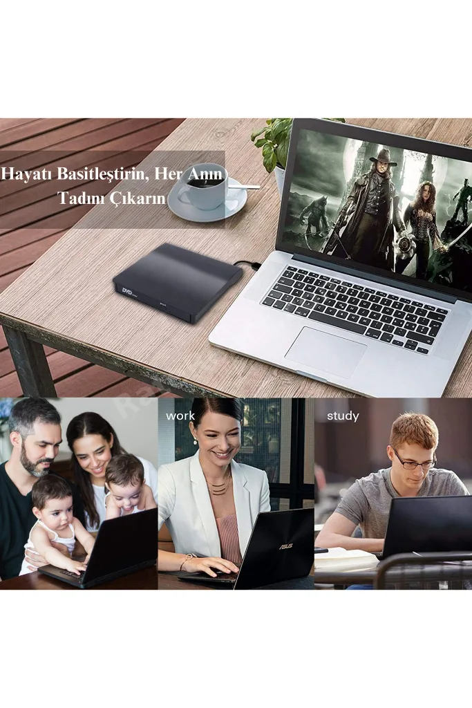 Harici USB 3.0 DVD RW Sürücü Tak Çalıştır Film Oyun Müzik Yazma Okuma Windows Mac