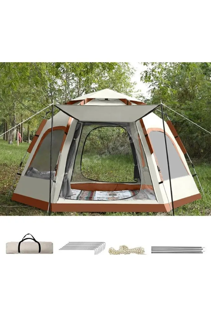 6 Kişilik Otomatik Tenteli Kamp Çadırı Sineklikli Çift Kapı ALTIGEN Kolay Kurulum Çadır 280x240x155