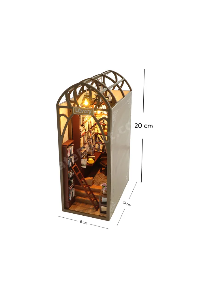 Minyatür Maket Ev Kitaplık Dekorasyonu Led Aydınlatmalı Maket Ev