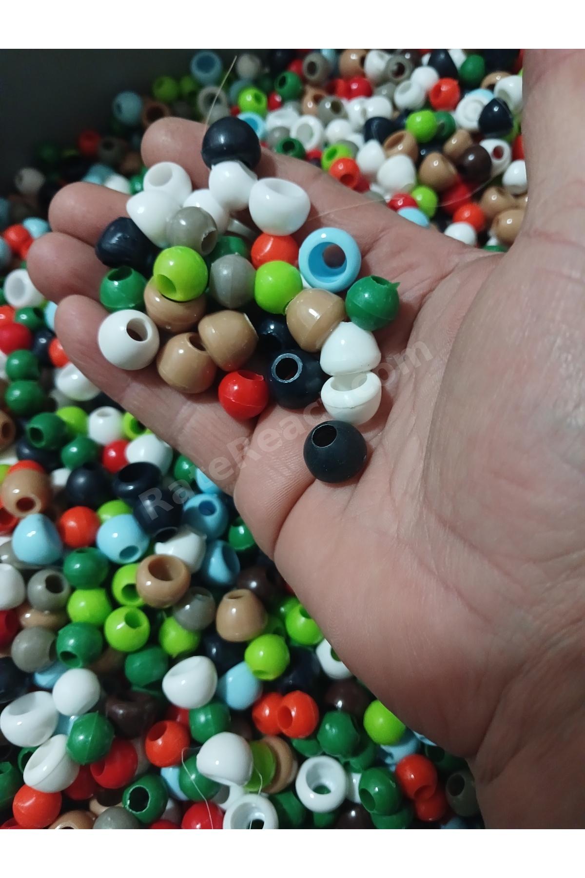 Boncuk 1 kg plastik makrome boncuklar ve kapak boncuklar karışık