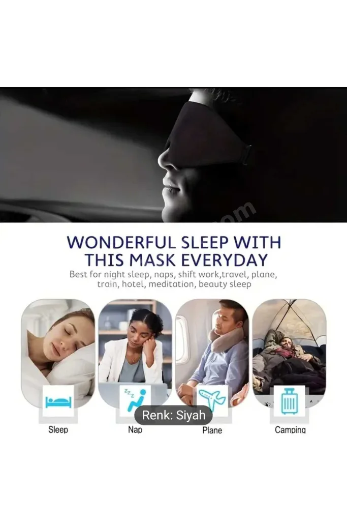 3D Uyku Göz Bandı Işığı %100 Engeller