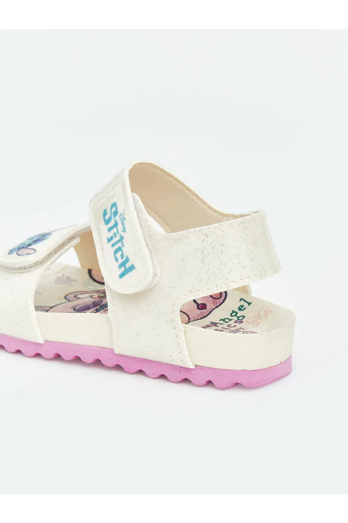 GÜLİS GİYİM'DEN Ekru Lilo & Stitch Baskılı Kız Bebek Sandalet