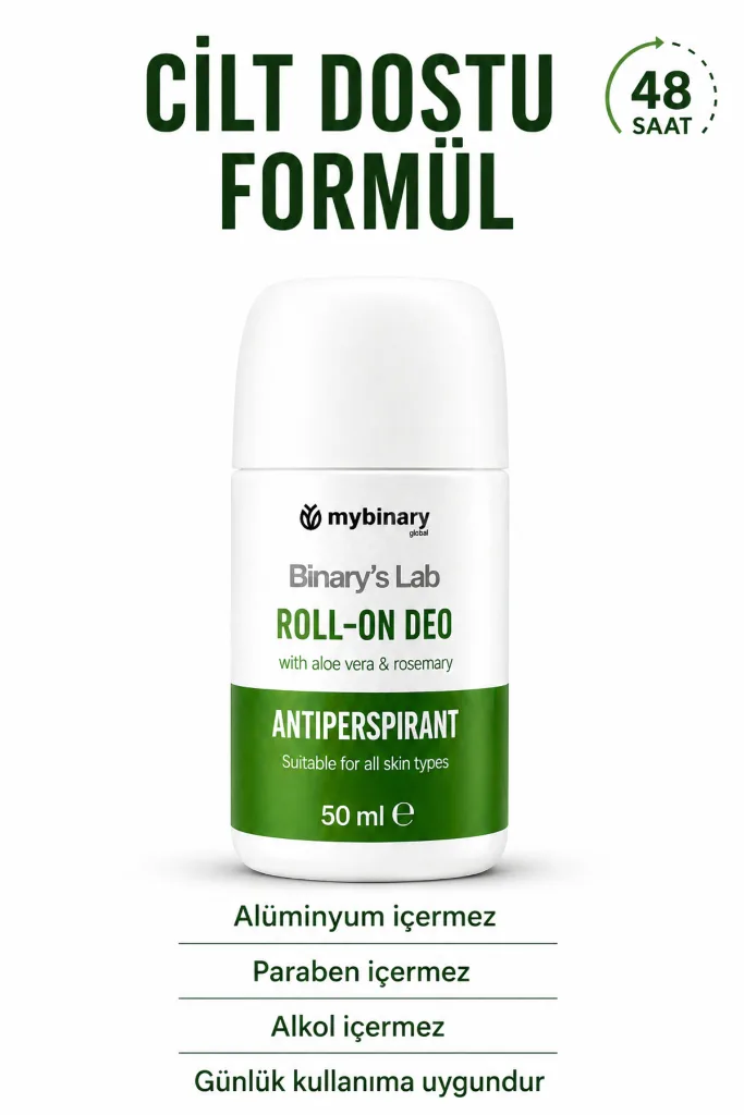 %100 Doğal Roll-on Aloe Vera, Bitkisel, Vegan Ter Kokusu Önleyici Alkol ve Alüminyum İçermeyen 50 ml