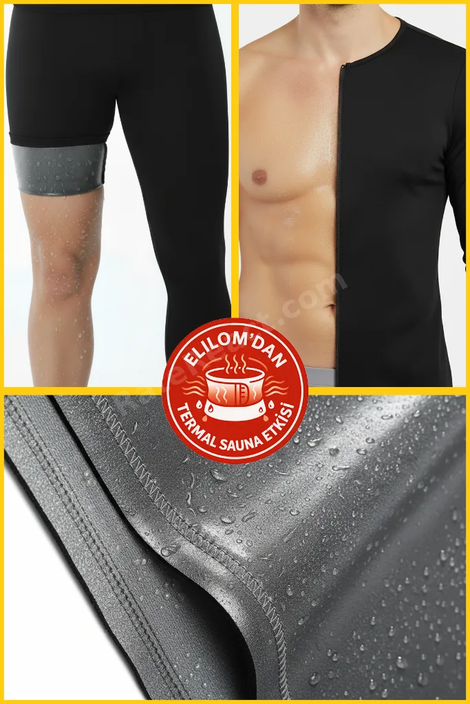 Termal Sauna Seti Terletici etki – Fermuarlı Uzun Kollu Üst + Termal Tayt (2’li Set)