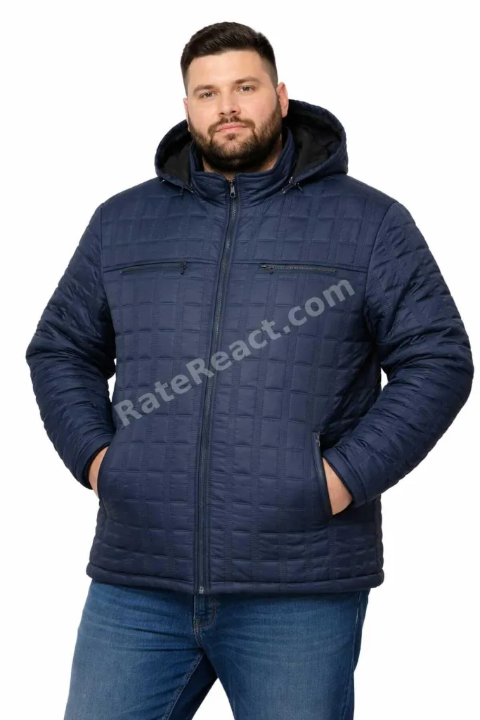 BÜYÜK BEDEN ERKEK seyyar KAPÜŞONLU KAPİTONE MONT,KABAN 4,5,6,7,8XL.