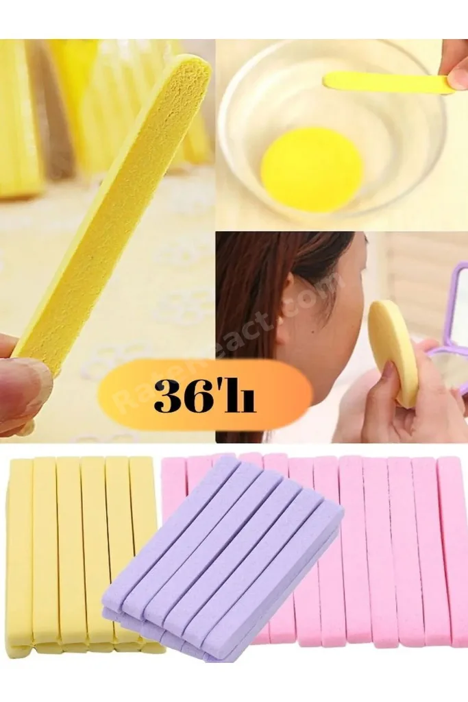 36 Adet Kozmetik Puf Sıkıştırılmış Temizleme Sünger Yüz Temizleme Yıkama Pedi Cilt Bakım Aracı Şık