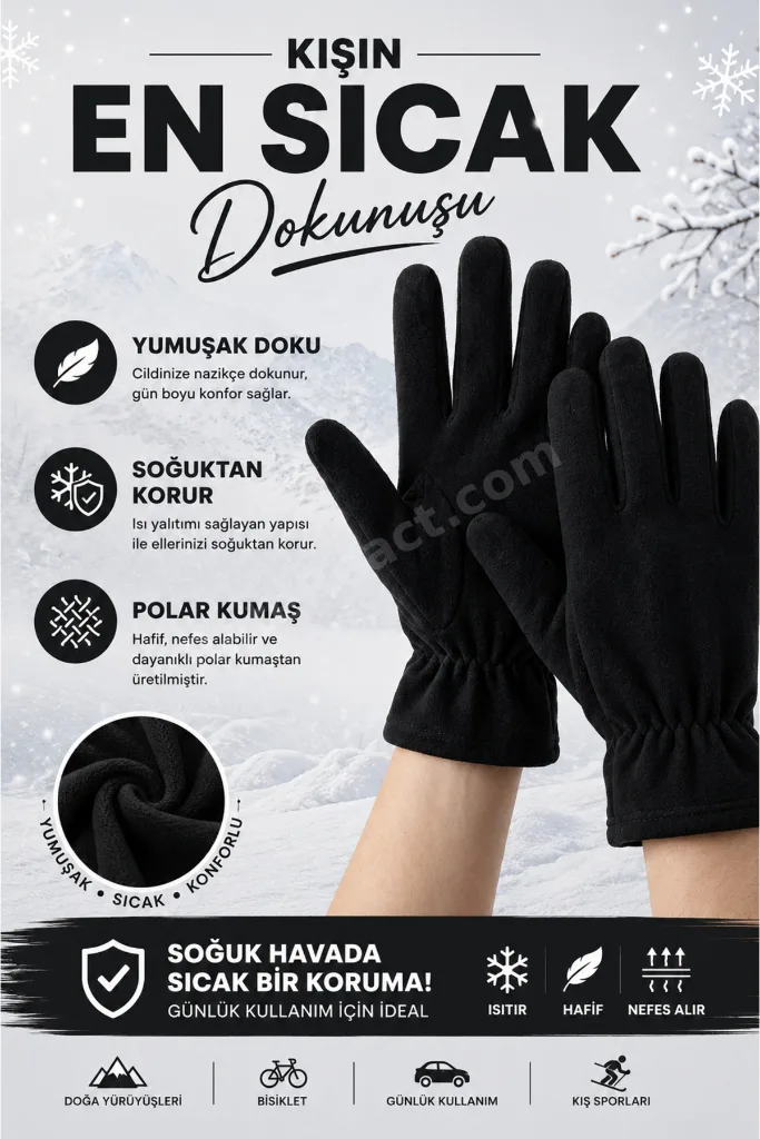 Unisex Premium Yumuşak Dokulu Kışlık Termal Sıcak Tutan,Doğa Sporları Eldiveni