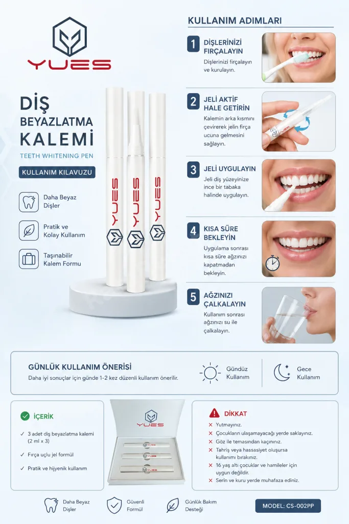 Diş Beyazlatma Kalemi 3’lü Set 2 ml Pratik Diş Beyazlatıcı Jel Kalem