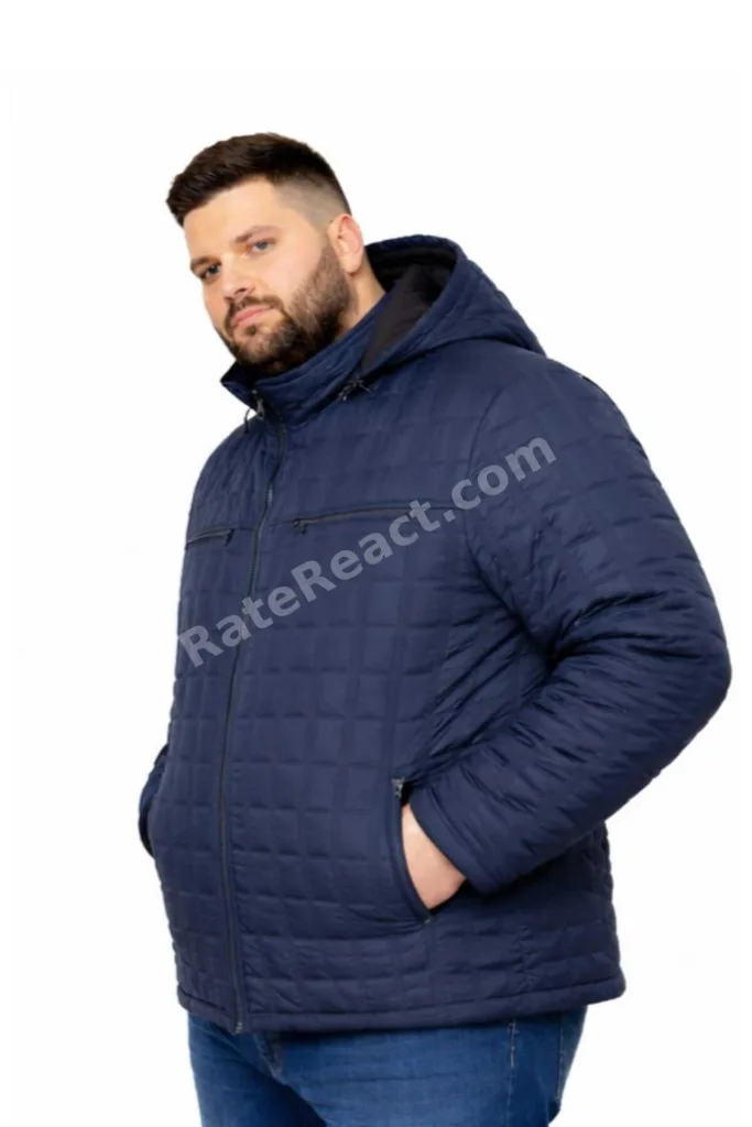 BÜYÜK BEDEN ERKEK seyyar KAPÜŞONLU KAPİTONE MONT,KABAN 4,5,6,7,8XL.