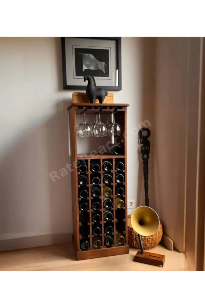 JANİSA MASİF AĞAÇ ŞARAP STANDI, İÇKİ DOLABI, ELA WOODWORKİNG ART.