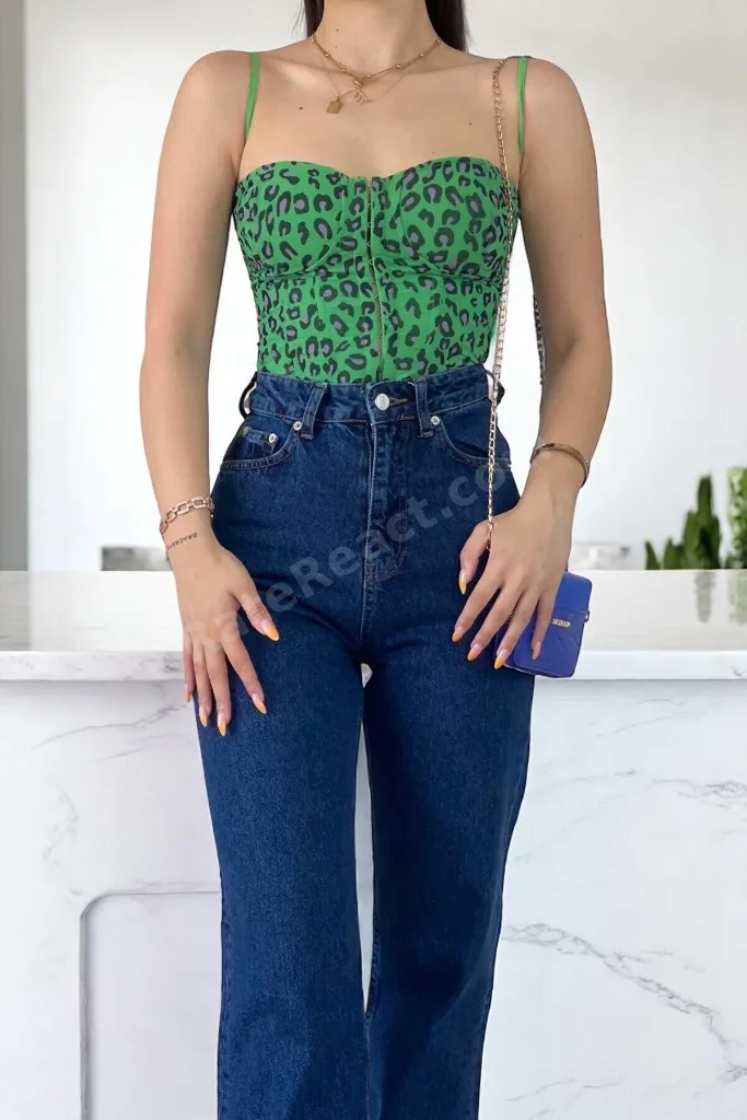 Koyu Mavi Yüksek Bel Wide Leg Kadın Jean
