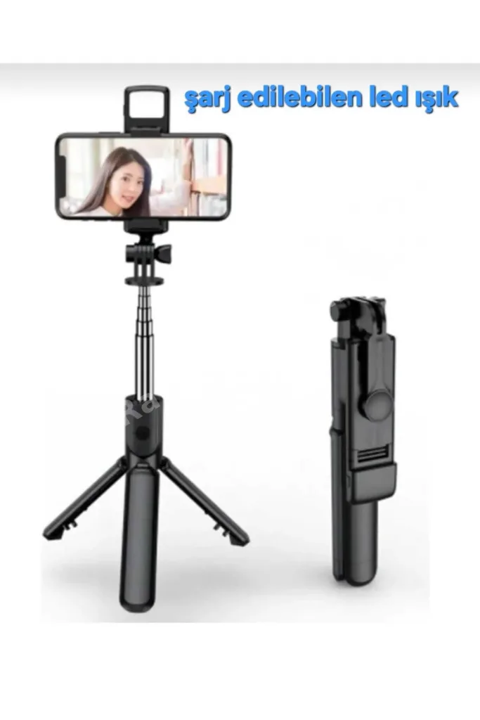 Led Işıklı tripot ve Selfie Çubuğu Bluetooth Kumandalı Kablosuz Selfie Stick 20 cm ile 70 cm
