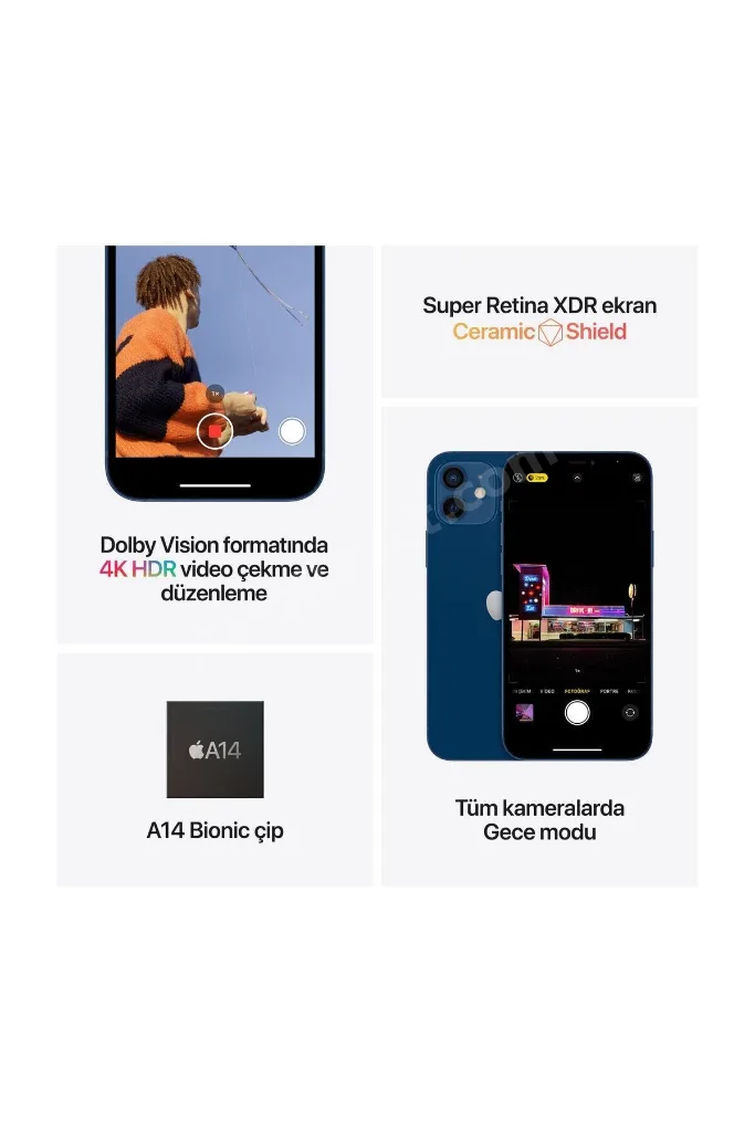 iPhone 12 128 GB Yeşil Cep Telefonu Aksesuarsız Kutu (Apple Türkiye Garantili)