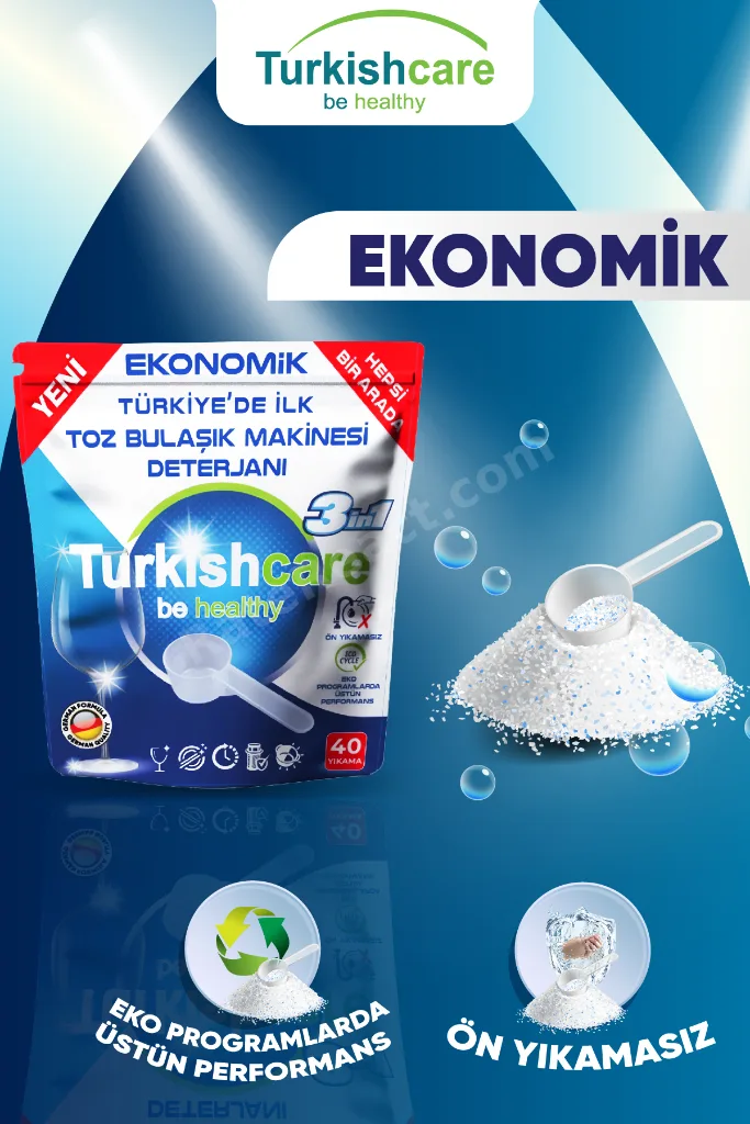 Ekonomik Hepsi Bir Arada Bulaşık Makinesi Toz Deterjanı 40x2 80 Yıkama