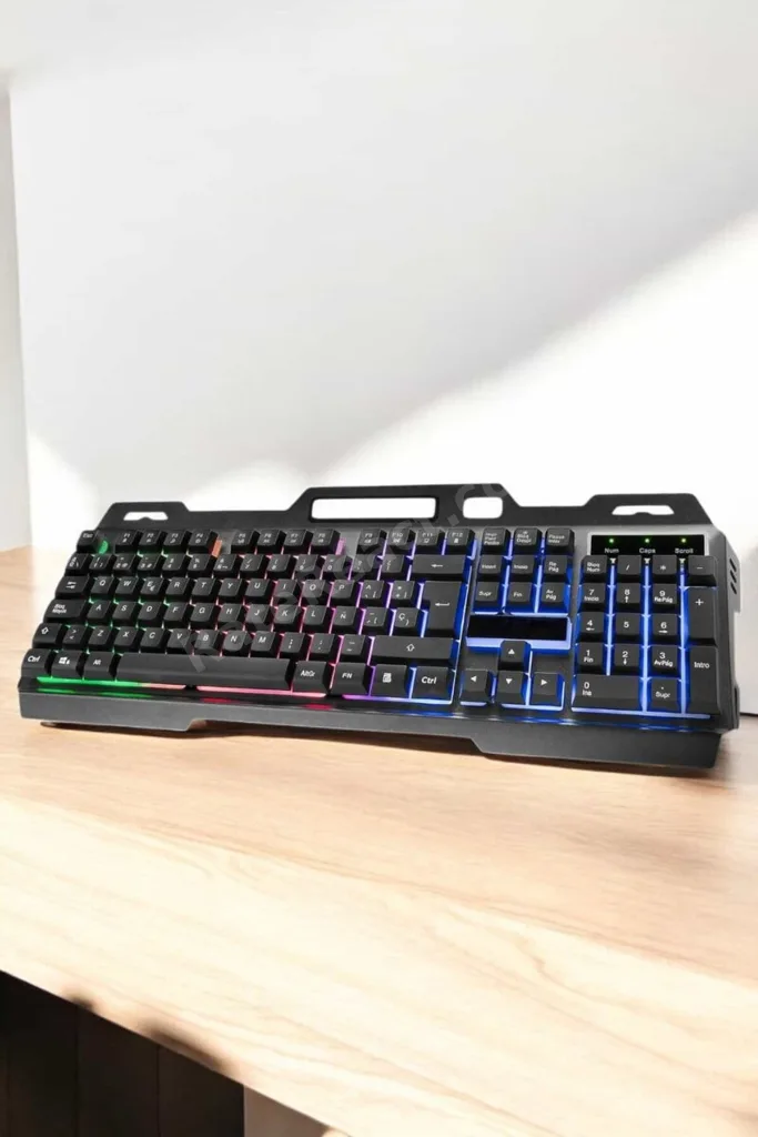 Led Işıklı Oyuncu Klavye Usb Girişli RGB Işıklı Q Klavye Mouse Hediyeli HBTKN-PRK4930