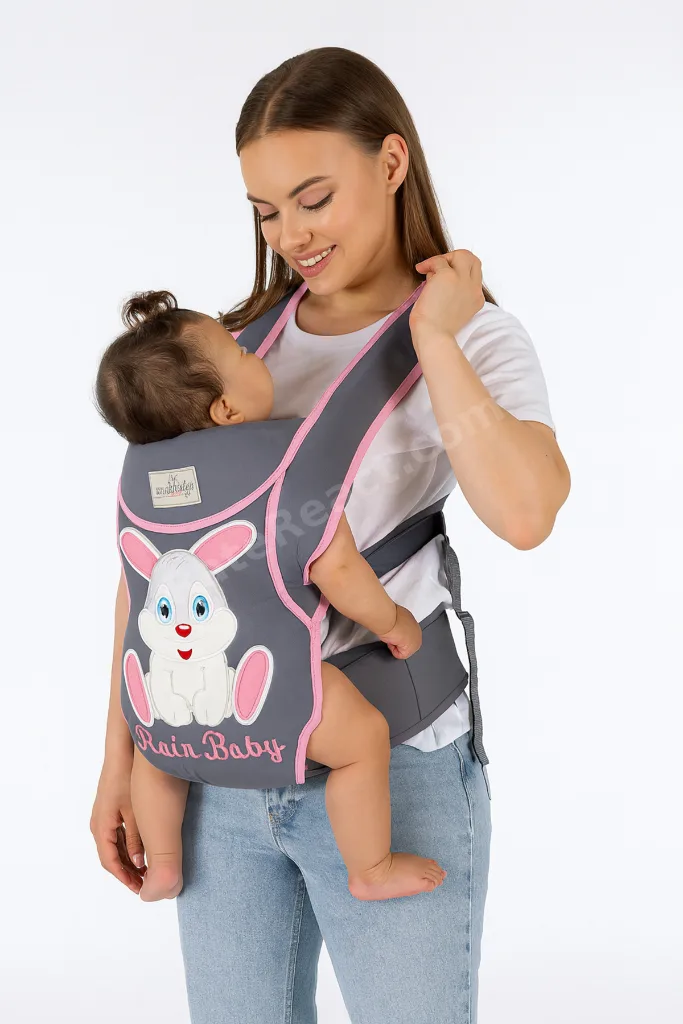 Bebek Kanguru Taşıma Çantası Ergonomik Rahat Taşıyıcı Tavşan Desenli