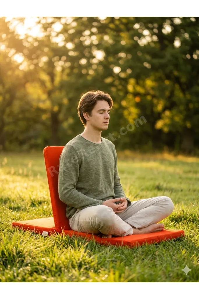 Meditasyon Sandalyesi – Sırt Destekli Yer Minderi, Pamuklu Kumaş
