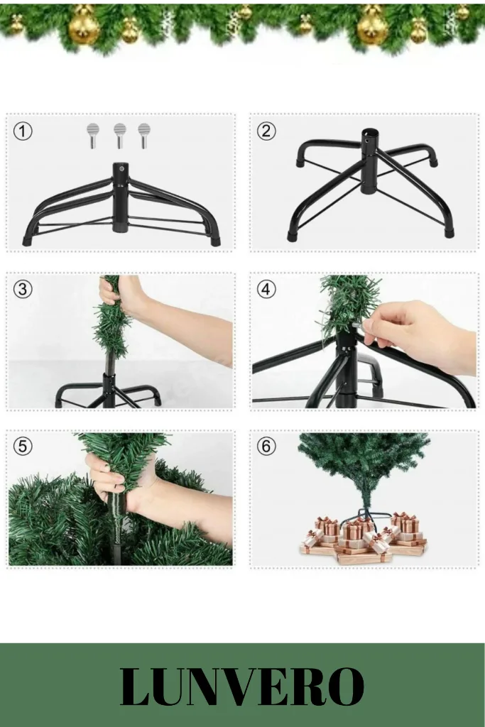 Premium Kutu Yılbaşı Çam Ağacı Süsleme Seti Renkli Işığı Yeni Yıl Süsleri Noel Paketi 150 cm 220 Dal