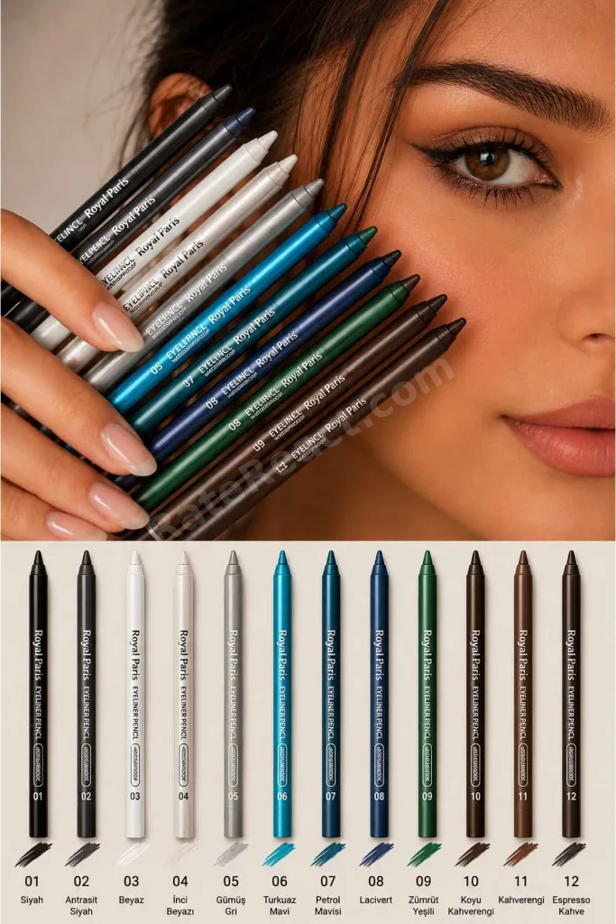 12 Renk Suya Dayanıklı Eyeliner Kalemi | Yoğun Pigment & Kalıcı Görünüm