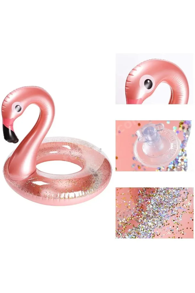 Çocuk Simidi 3-9 Yaş Flamingo Pullu Kız Çocuk Havuz Deniz Oyuncağı Yüzme Simit