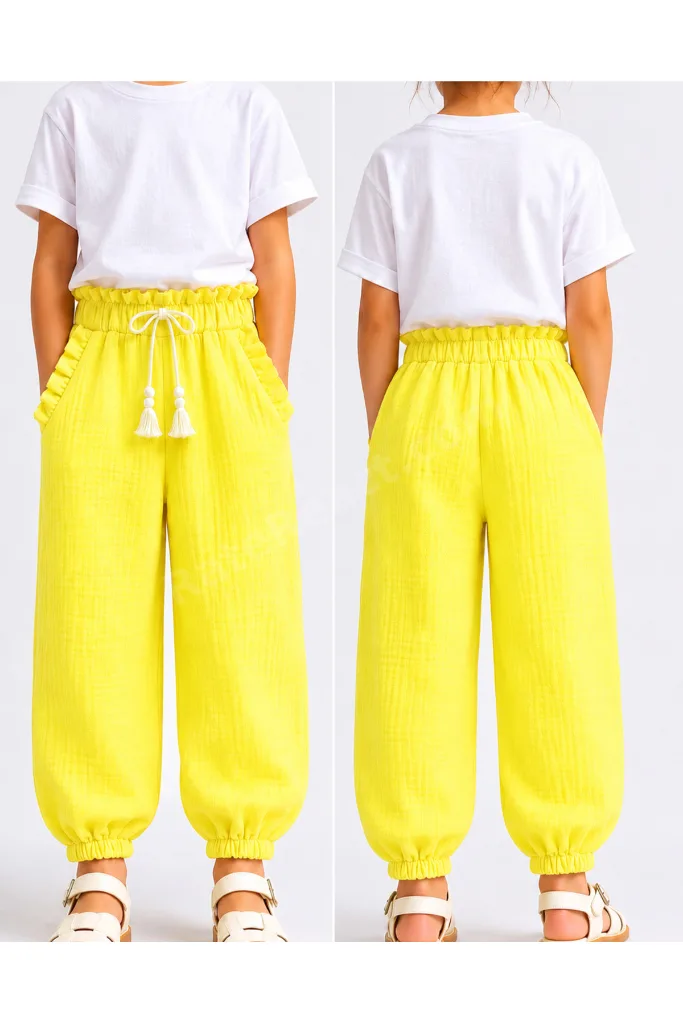 Bol Kesim %100 Pamuk Pantolon (2-9 Yaş)