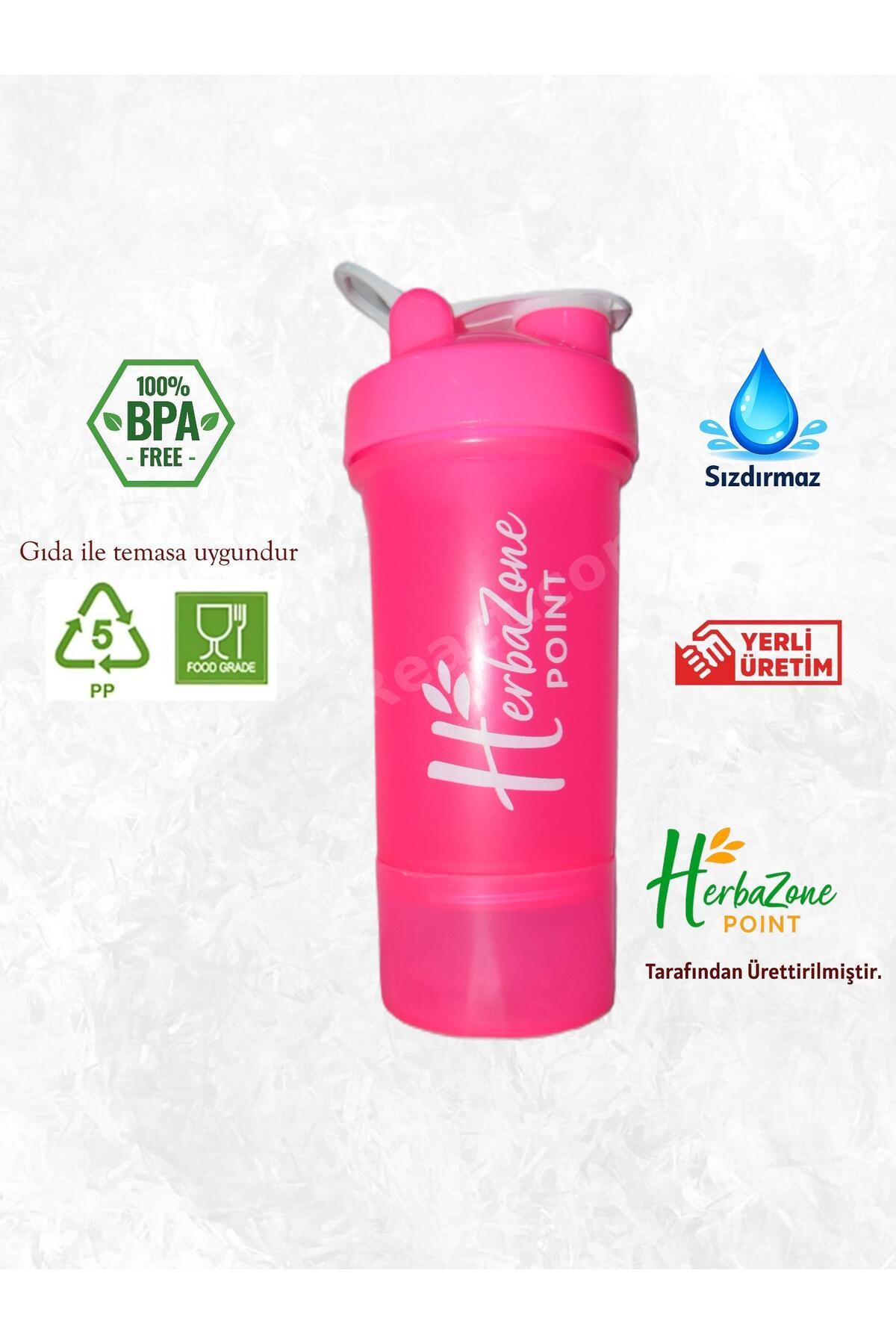 HerbaZone Protein Smart Shaker Pembe - Sporcu & Antrenman, Sızdırmaz, BPA-Free 550 ml