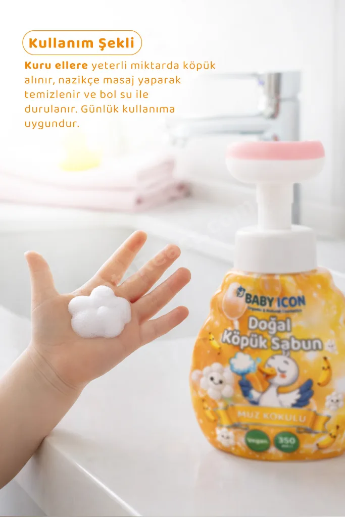 6lı Yedek Dolum - Doğal Çocuk Köpük Sabun 350 ml Muz Kokulu