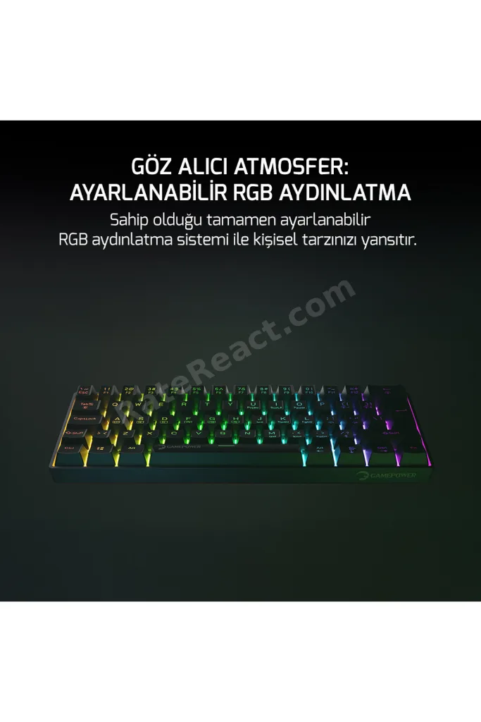 Lyra RGB 60M 62Tuş Siyah Mekanik Kablolu Blue Switch Klavye - 3 Yıl Garantili