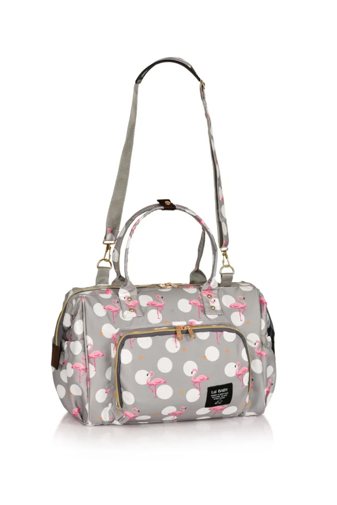 Baggage Bag Flamingo Gri Omuz Askılı Anne Bebek Bakım Çantası