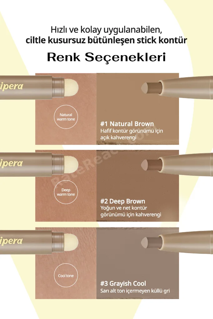 Pratik Uygulanan Çift Taraflı Kontür Stick PERIPERA V Shading Blending Stick (001 Natural Brown)