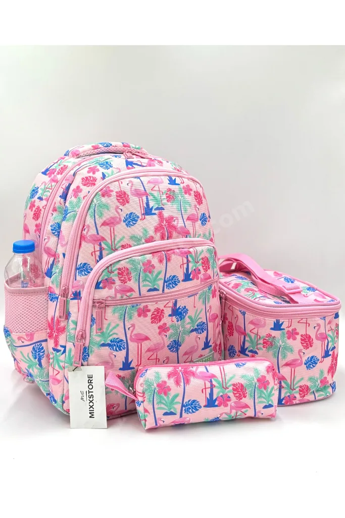 Flamingo Desenli Pembe Renk Master Pack Beslenmelik Ve Kalemlikli Kız Ilk Okul Sırt Çantası