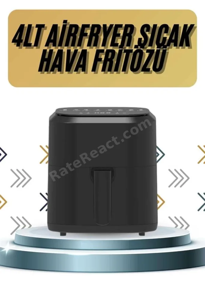 Pratik 4L Airfryer, Yağsız Fritöz, Taşınabilir, Çok İşlevli Fırın