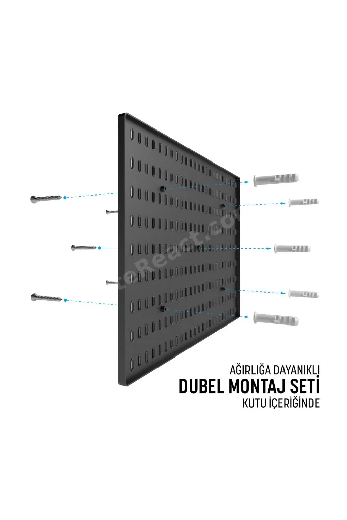 ÇOK AMAÇLI ORGANİZATÖR PANO 52 cm x 36 cm ( TEK PARÇA ) Dübelli - Siyah