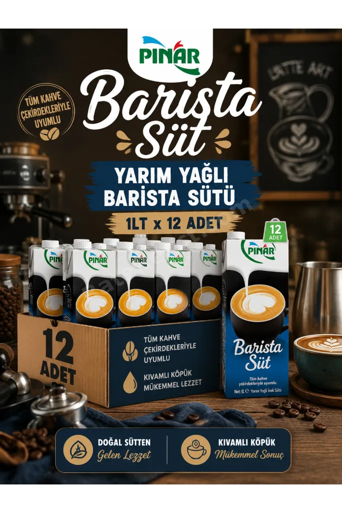 Yarım Yağlı Barista Sütü 1lt x 12 Adet