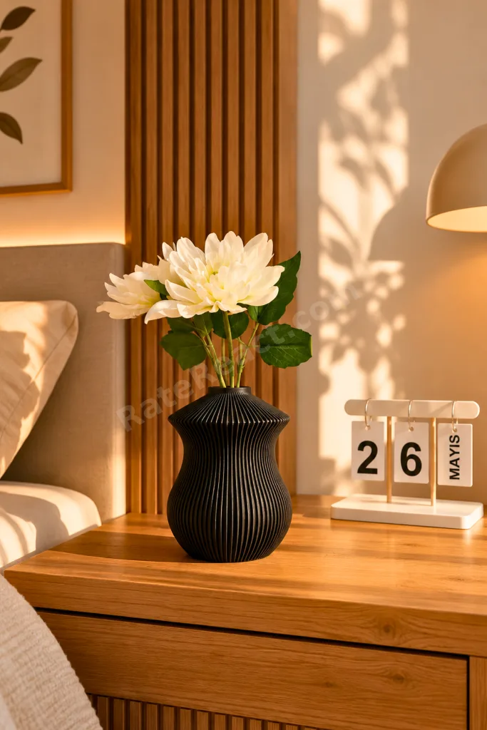 STRÖM Dekoratif Vazo Modern İskandinav Tasarım Minimalist Siyah Vazo 15 cm