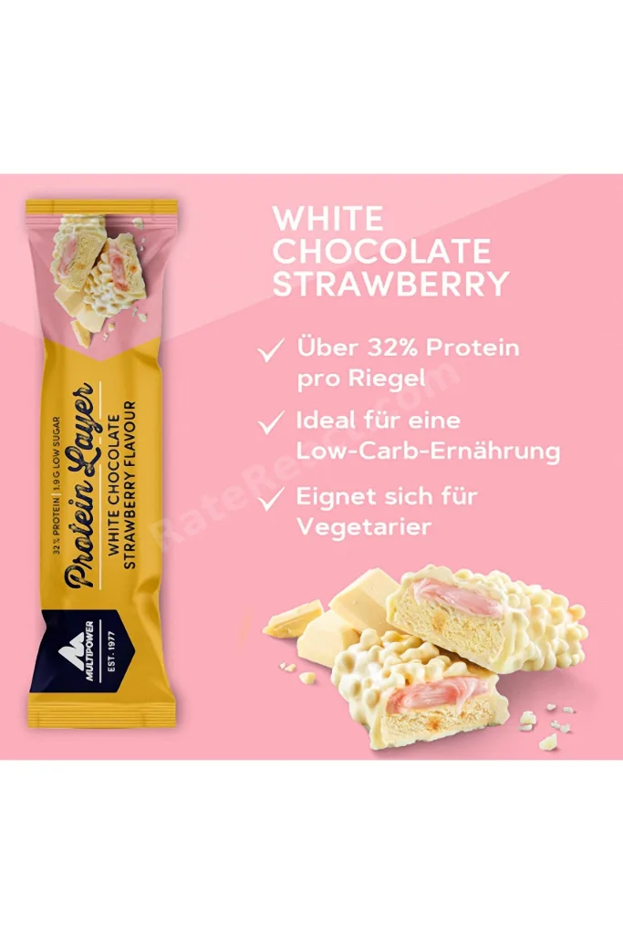 Protein Layer 50 Gr 18 Adet BEYAZ ÇİKOLARA ÇİLEK Aromalı
