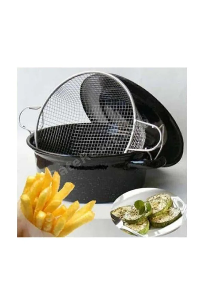 J50 Sosis Patates Kabak Patlıcan Kızartma Tenceresi Fritöz Emaye Tencere 24cm