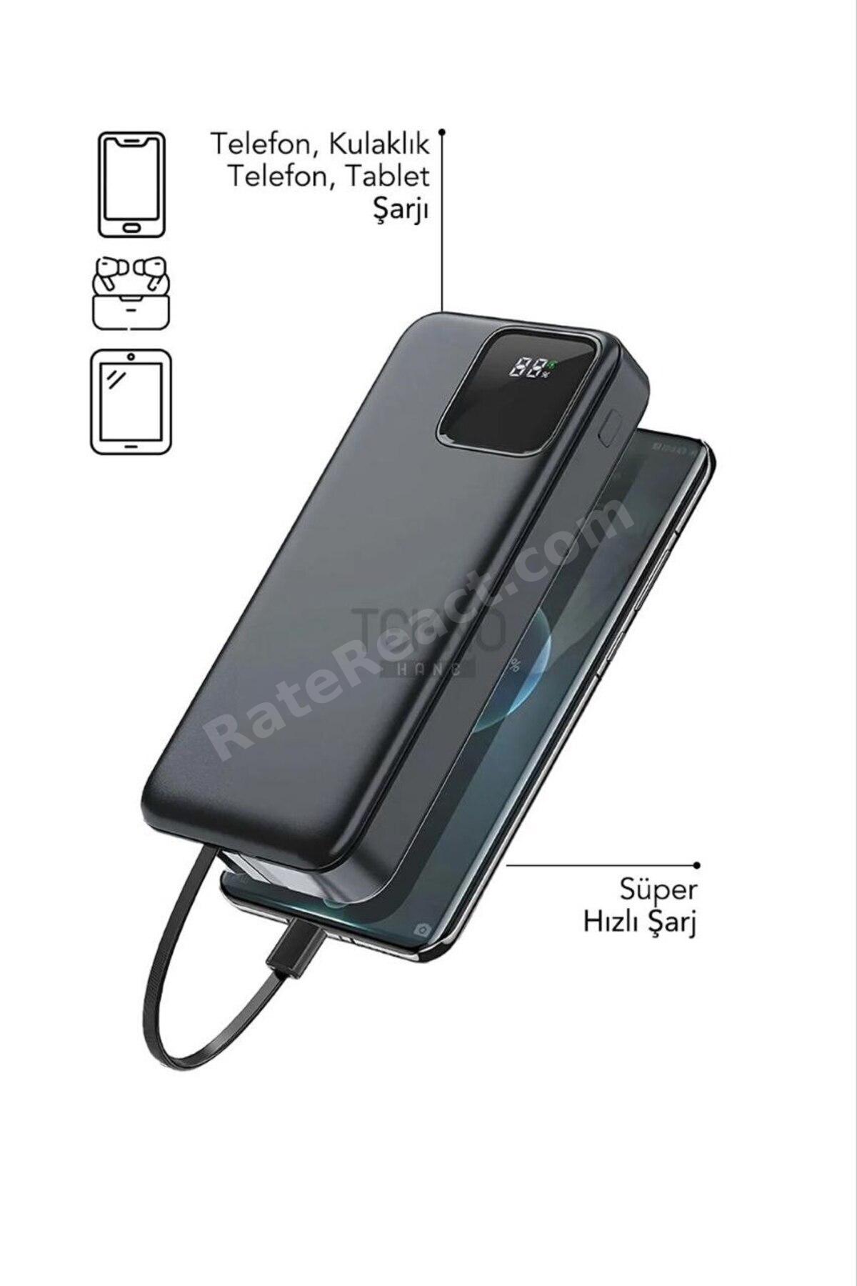 20000 Mah 22.2 Turbo Süper Hızlı Powerbank Kablolu Taşınabilir Şarj Iphone Şarj 20 Bin Mah