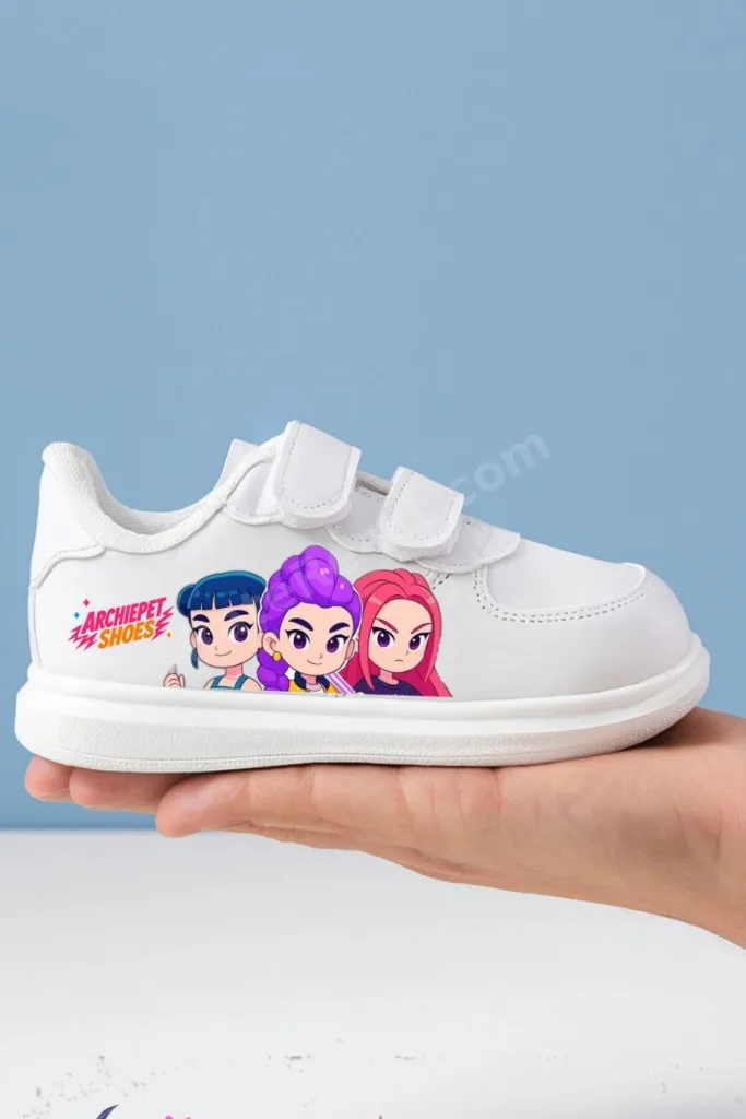 süslü partı kızları ve logo baskılı kız çocuk spor ayakkabı sneaker